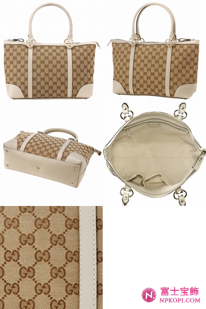 GUCCI/グッチ 2012年春夏LOVELY定番キャンバスGG柄ハート型Gディテールスモールトートバッグ 257069 FAFXG 9761 